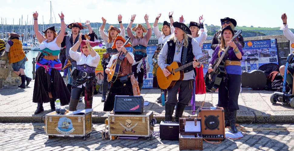Shanty bands performing at Pirates Weekend Plymouth